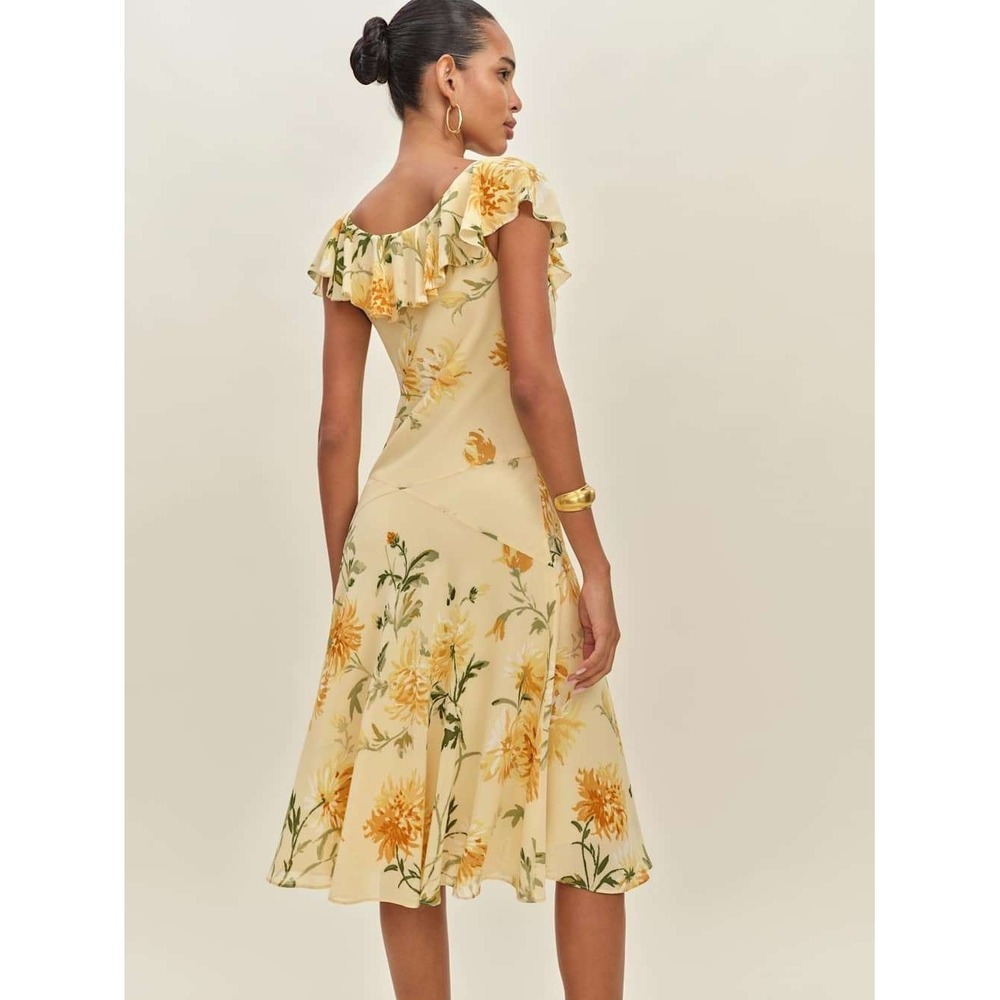 NWT Reformation Gaelle Dress in Honeyglow Size M | Yellow Floral Midi Dress - Picture 2 of 11